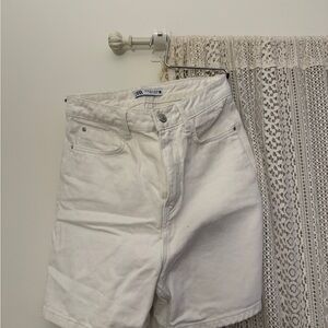 Zara High Waist Cream Shorts